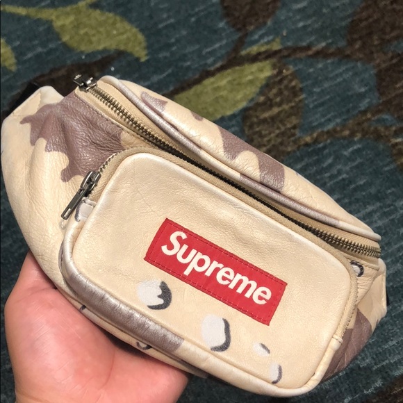 supreme leather waist bag desert camo